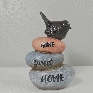 Resin Bird on Balanced Rocks Home Sweet Home Accent Decor